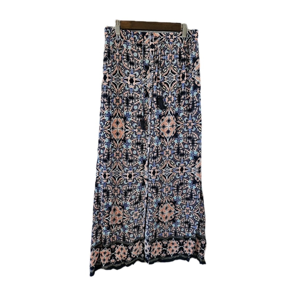 Hannah Skirt Women Medium Black Floral Maxi Button Detail Tassel Partially Lined